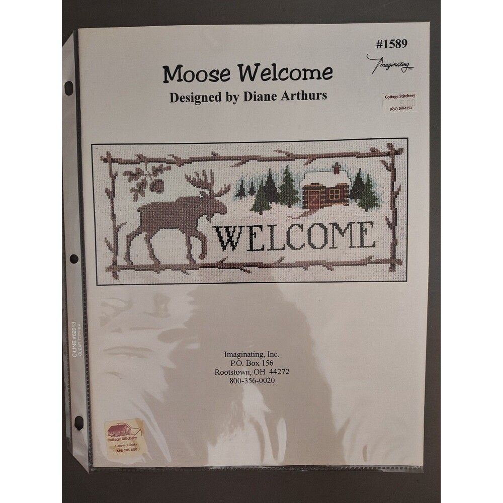 Imaginating Moose Welcome Cross Stitch Pattern Chart Diane Arthurs 1589 Vintage